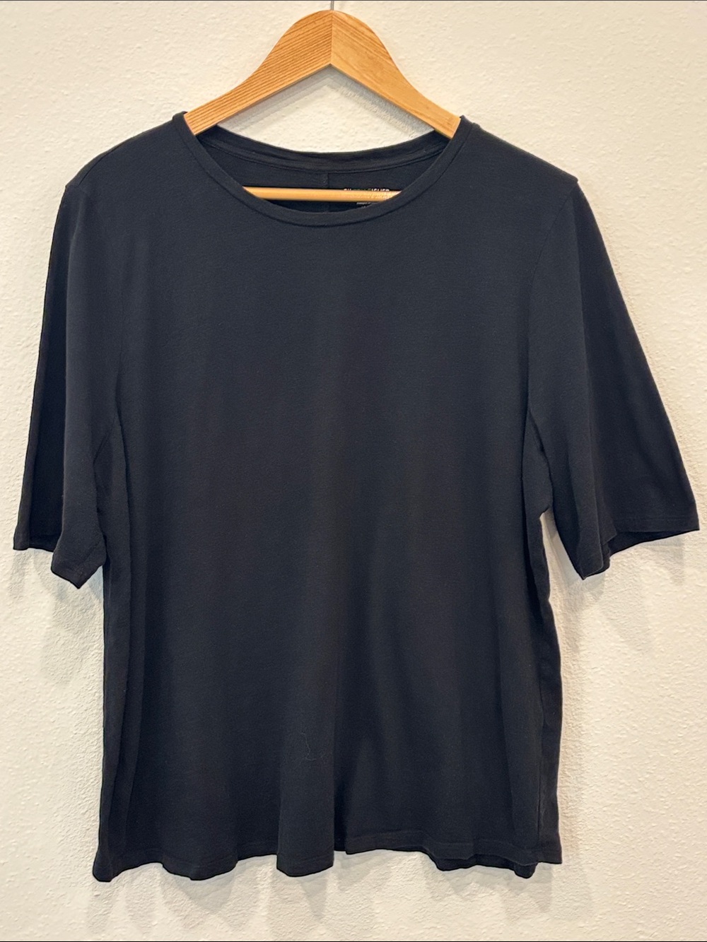 Eileen Fisher Women’s 100% Organic Cotton Crew Neck T-Shirt Black Size XL